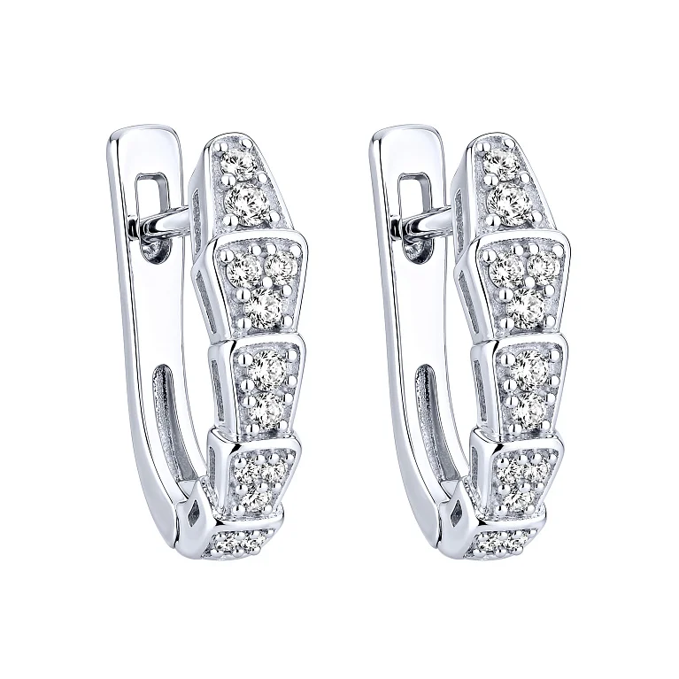 Серьги из серебра "Змея" с фианитами  - 2257753