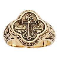 Перстень-печатка із жовтого золота Хрест і Корона. Артикул КВ-4: ціна, відгуки, фото – купити в інтернет-магазині AURUM