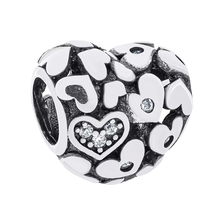 Шарм в форме "Сердца" с фианитами из серебра. Артикул 7903/3729: цена, отзывы, фото – купить в интернет-магазине AURUM