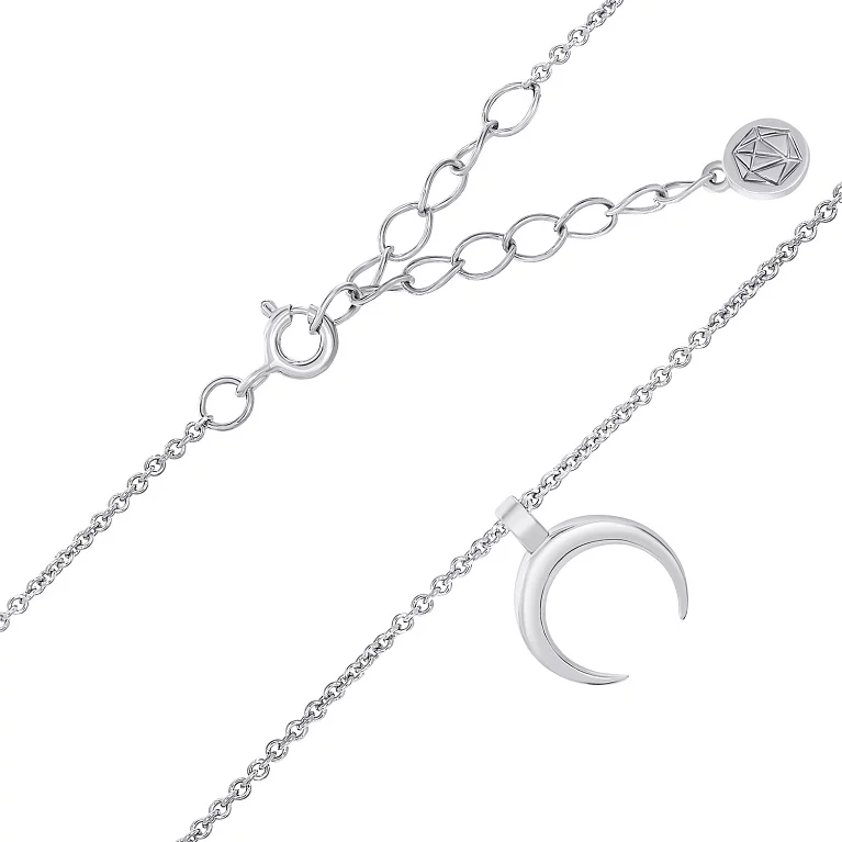 Ланцюжок срібний з підвіскою "Місяць" плетіння якірне. Артикул 7507/6166: ціна, відгуки, фото – купити в інтернет-магазині AURUM