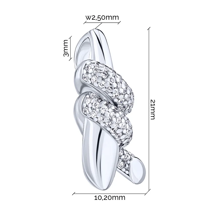 Серебряный подвес в стиле fashion с фианитами - 1961044