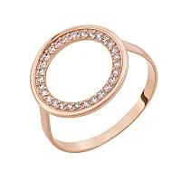 Каблучка з червоного золота "Коло" з доріжкою фіанітів - 1992467