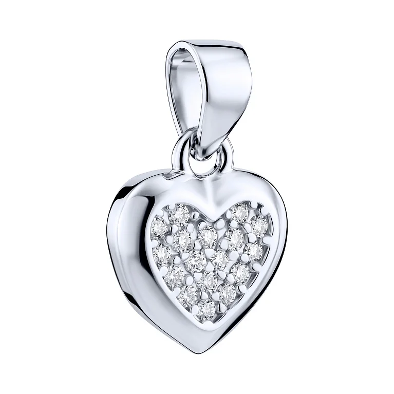 Срібний підвіс "Сердце" з фіанітами - 2206164
