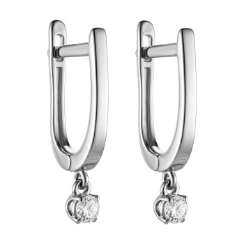 Серьги из белого золота с подвесом с бриллиантом - 2170996