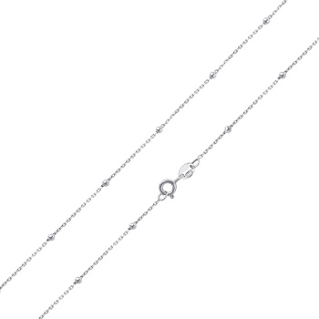 Серебряное колье с шариками плетение якорь - 971943
