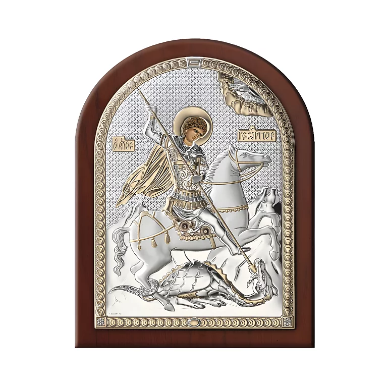 Икона серебряная Святой Георгий Победоносец 85х60 мм. Артикул 84200 1LORO: цена, отзывы, фото – купить в интернет-магазине AURUM