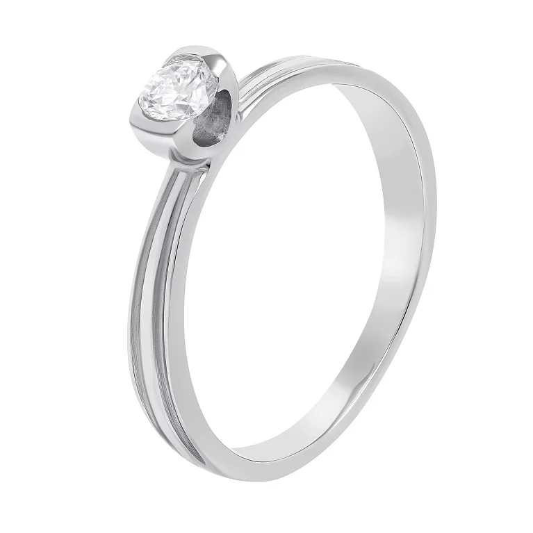 Каблучка для заручин з діамантом у білому золоті. Артикул 11597/1б: ціна, відгуки, фото – купити в інтернет-магазині AURUM