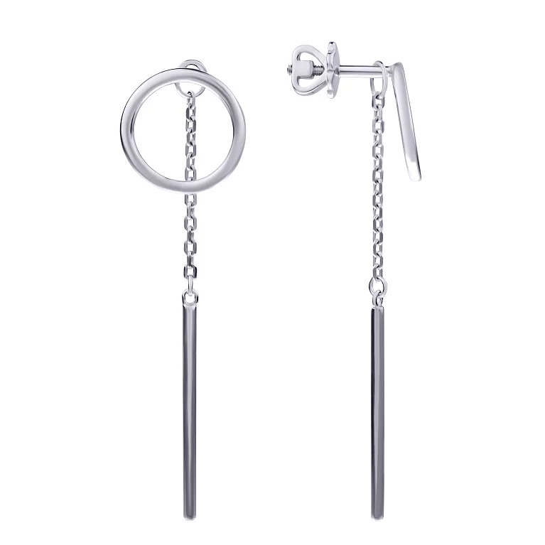 Срібні сережки-гвоздики з підвісами. Артикул т261627: ціна, відгуки, фото – купити в інтернет-магазині AURUM