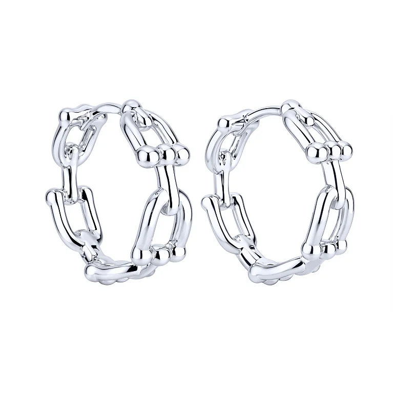 Серьги-кольца "Звенья" из серебра - 2192853