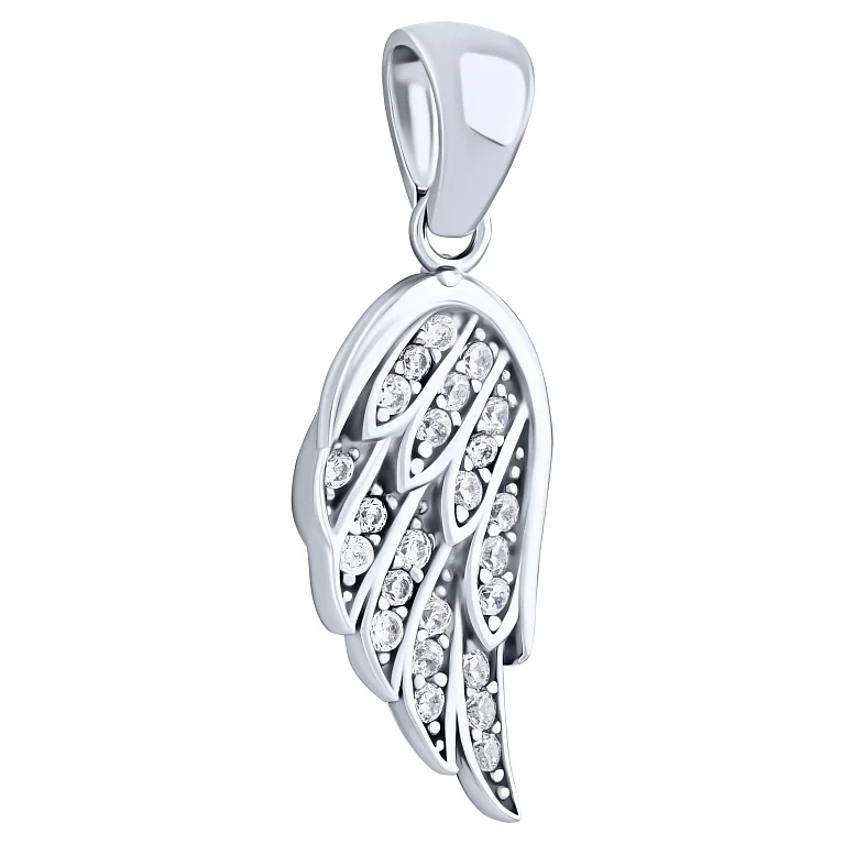 Срібний підвіс "Крило" з фіанітами - 2041951