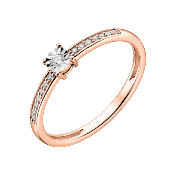 Каблучка в комбінованому золоті з алмазною гранню та діамантами   - 2289773