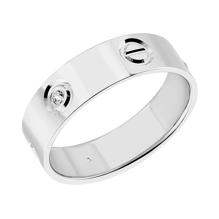 Кольцо "Love" из белого золота с фианитами. Артикул 213719102: цена, отзывы, фото – купить в интернет-магазине AURUM