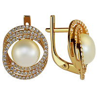 Золоті сережки з перлиною і цирконієм. Артикул СВ1159и: ціна, відгуки, фото – купити в інтернет-магазині AURUM