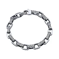 Срібний браслет у якірному плетінні з візерунком та чорнінням - 2107922