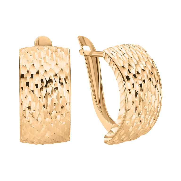 Золоті сережки з алмазною гранню в геометричній формі. Артикул 120401: ціна, відгуки, фото – купити в інтернет-магазині AURUM