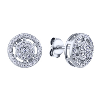 Серебряные серьгипусеты с фианитами - 2095771