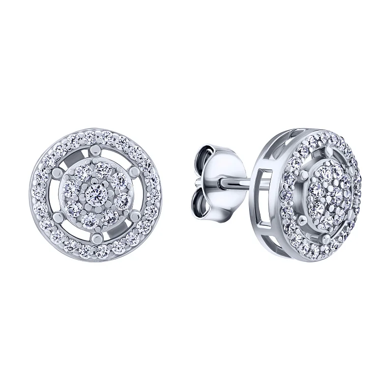 Серебряные серьги с фианитами - 2095771