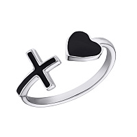 Кольцо серебряное с эмалью Сердце и крестик. Артикул 7501/3735еч: цена, отзывы, фото – купить в интернет-магазине AURUM