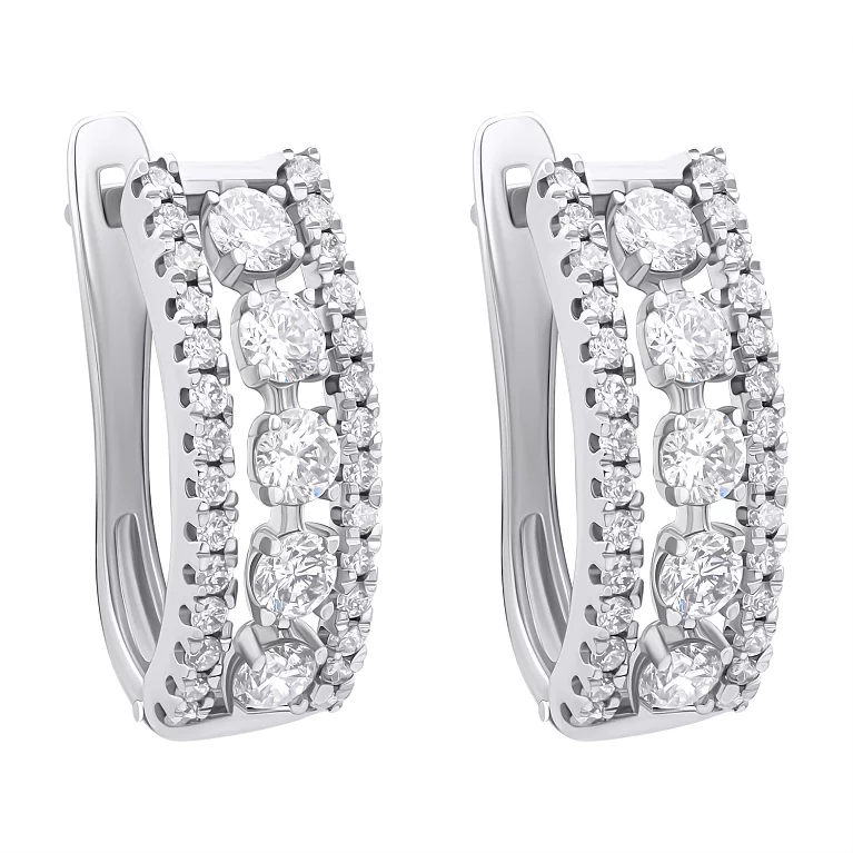 Сережки в білому золоті з діамантами. Артикул 2191884202: ціна, відгуки, фото – купити в інтернет-магазині AURUM