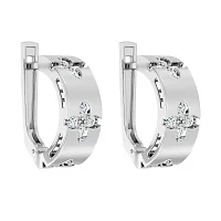 Серьги из белого золота "Цветок" с фианиатами - 2134282