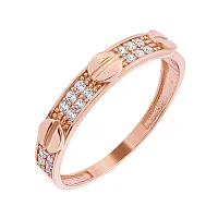 Каблучка з фіанітом з червоного золота "Love" - 1455297