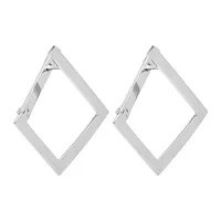 Сережки "Квадрат" из белого золота - 1839003