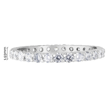 Серебряное тонкое кольцо с фианитами - 1593747