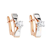 Серьги в комбинированном золоте с фианитом - 1920571