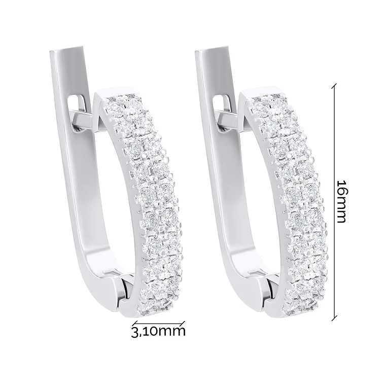 Серьги из серебра с дорожкой фианитов - 1546000