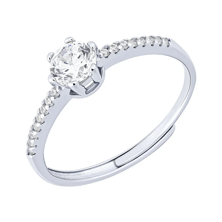 Каблучка розсувна у сріблі з фіанітами - 2085501