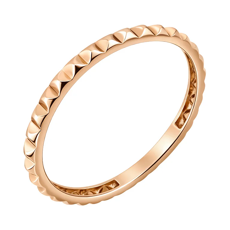 Каблучка в червоному золоті з геометрією - 1640053