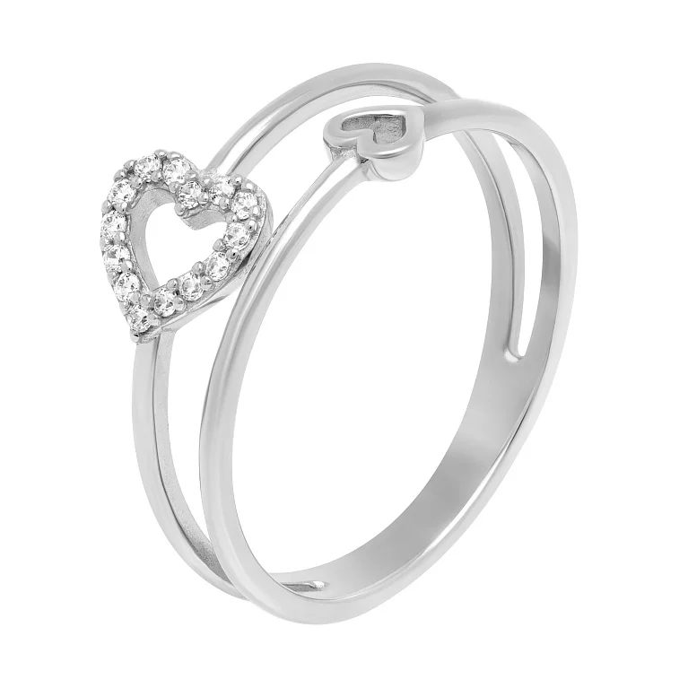 Двойное золотое кольцо с сердечками и фианитами. Артикул 1110554102: цена, отзывы, фото – купить в интернет-магазине AURUM