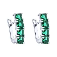 Элегантные серебряные серьги с изумрудами - 2016093