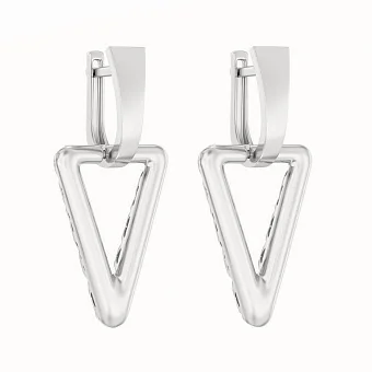 Серьги из белого золота с подвесом "Треугольник" - 1810032
