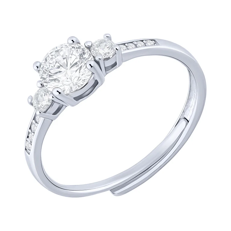 Кольцо серебрянное раздвижное с фианитами - 2001681