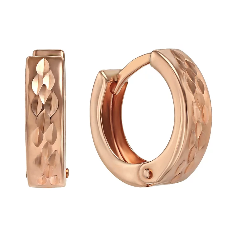 Сережки-кільця золоті з алмазною гранню. Артикул 470330: ціна, відгуки, фото – купити в інтернет-магазині AURUM