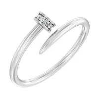 Незамкнутое кольцо "Гвоздь" из белого золота с фианитами - 2014681