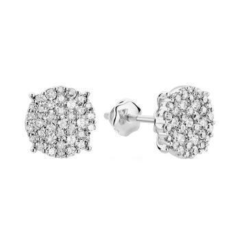 Серьги-гвоздики из белого золота с бриллиантами - 1824412