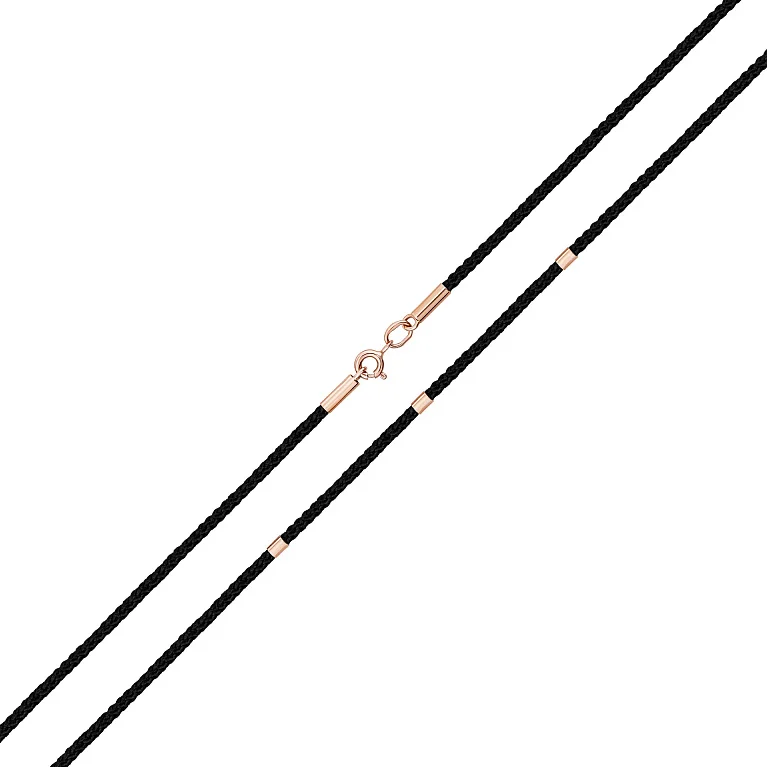 Ювелирный шелковый шнурок со вставками из красного золота - 1750482