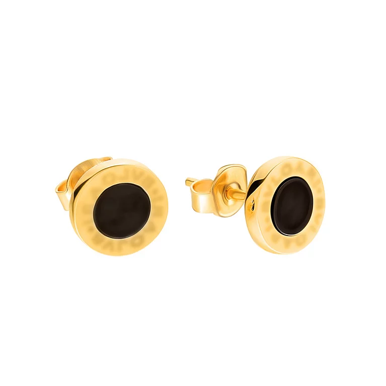 Сережки-гвоздики з лимонного золота з емаллю. Артикул 104409жеч: ціна, відгуки, фото – купити в інтернет-магазині AURUM
