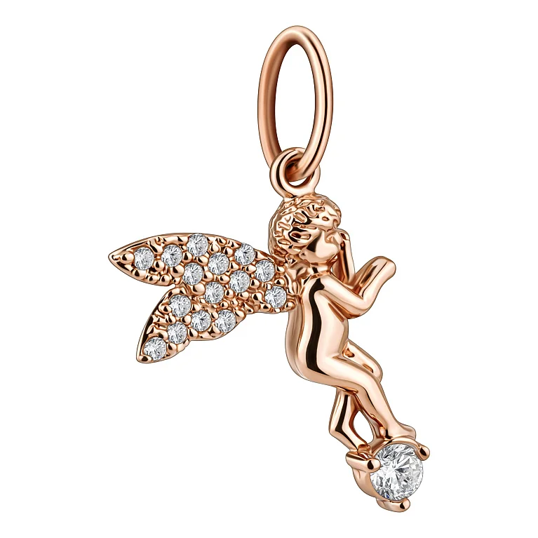 Підвіс "Янголя" з червоного золота з фіанітами - 2210581