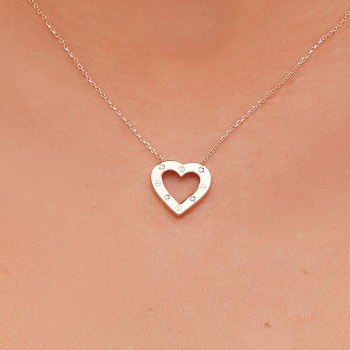 Цепочка с подвесом из красного золота "Love" с фианитами плетение якорь - 1747587