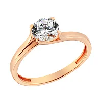 Каблучка з червоного золота з фіанітом - 972962