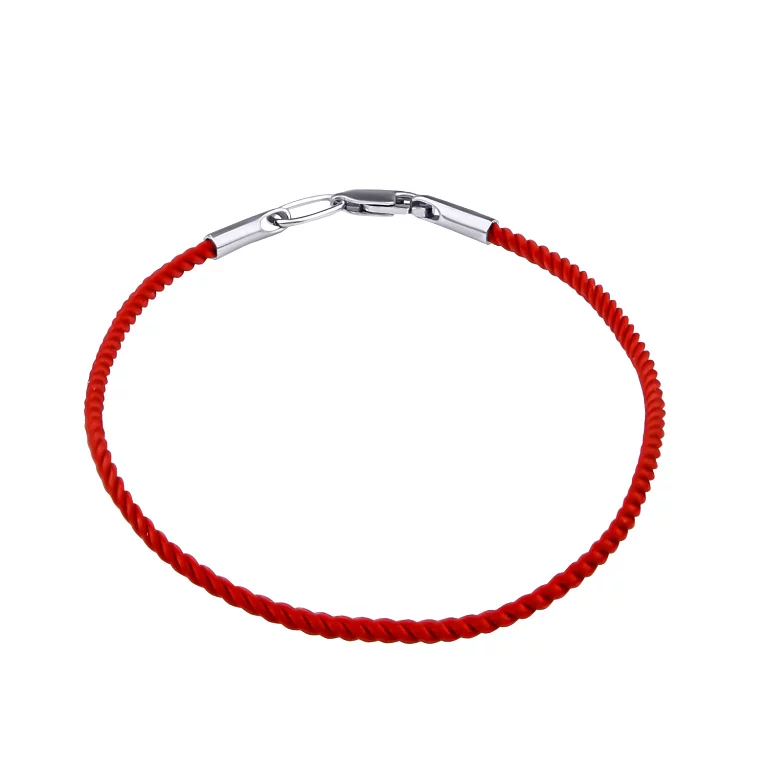 Браслет із червоного шовку зі срібною застібкою. Артикул 7309/1520: ціна, відгуки, фото – купити в інтернет-магазині AURUM