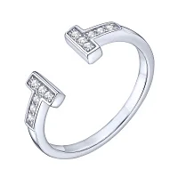 Серебряное незамкнутое кольцо с дорожками фианитов - 2159478