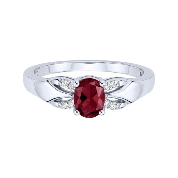 Серебряное кольцо с рубином и фианитами - 2297741