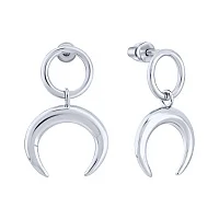 Сережки-пусети зі срібла "Місяць" з підвісом - 2123812