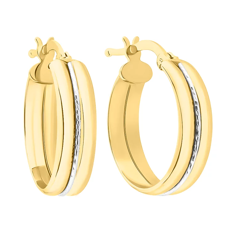 Золотые серьги-кольца с алмазной гранью. Артикул 108509/15жр: цена, отзывы, фото – купить в интернет-магазине AURUM