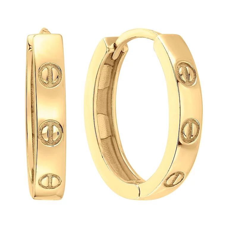 Сережки-кольца из лимонного золота "Love". Артикул 106355/15ж: цена, отзывы, фото – купить в интернет-магазине AURUM