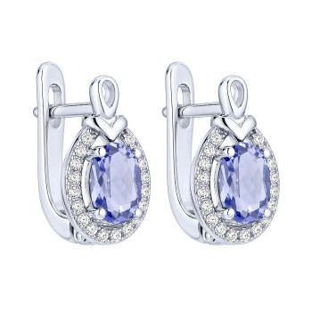 Серьги из серебра с танзанитом и фианитами - 2297773